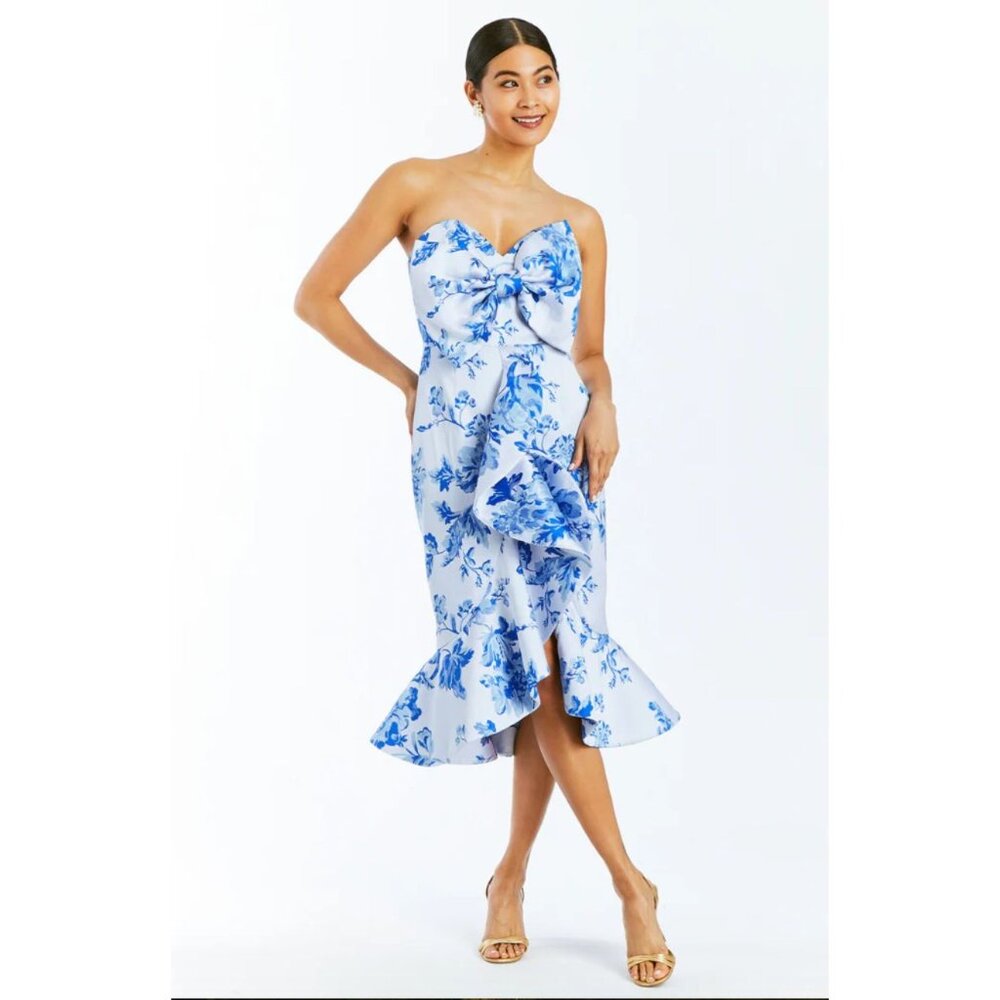Mestiza New York $495 Stephanie Floral Bow Midi-Dress Size 2 - Picture 2 of 9